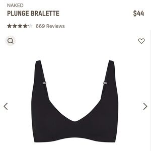 Skims Naked Plunge Bra NWT Black